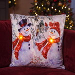 Новогодняя подушка с лампочками Arctic Story: Joe and Flo 45*45 см, на батарейках