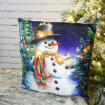 Новогодняя подушка с лампочками Seasons Greetings! 45*45 см, на батарейках