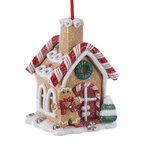 Светящаяся елочная игрушка Пряничный домик - Candy Cane House 9 см, подвеска