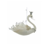 Стеклянная елочная игрушка Лебедь Альсина - принцесса Клаудвилля 10 см, подвеска