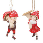 Набор елочных игрушек Лео и Лисса - Mushroom Elves 10 см, 2 шт