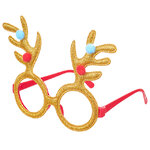 Новогодние очки Забавные рожки 14*12 см золотые