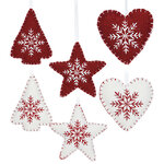 Набор елочных игрушек Сканди Рождество: Елочки, Звезды, Сердца 10 см, 6 шт
