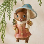 Елочная игрушка Мышонок Джонни с грибом 9 см