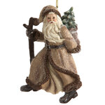 Елочная игрушка Дед Мороз с посохом - Rustic Winter 13 см, подвеска