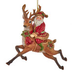 Елочная игрушка Санта на Олене - Волшебная Упряжка 13 см