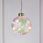 Декоративный подвесной светильник Шар Кристер 8 см, 4 теплые белые LED лампы, на батарейках, стекло