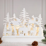 Новогодний светильник Санта в снежном лесу 23 см, на батарейках