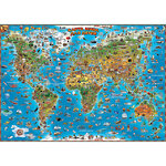 Карта мира с детскими иллюстрациями, настенная 137*97 см