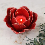 Керамический подсвечник Цветок Вива Розабелла 12*11 см бургунди