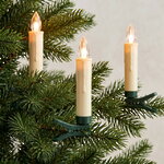 Светодиодные свечи для елки Мерцающее Пламя с пультом, 9 см, 10 шт с теплыми белыми LED лампами, на клипсе, на батарейках, IP20