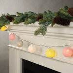 Светодиодная гирлянда на батарейках Шарики 1.35 м, 10 разноцветных ламп с теплыми белыми LED, прозрачный ПВХ, IP20