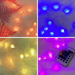 Светодиодная USB-гирлянда с 31 режимом Шарики 3.2 м, 32 разноцветных RGB LED, серебряная проволока, пульт управления, таймер, IP20