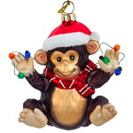 Стеклянная елочная игрушка Обезьянка - Monkey Santa 10 см, подвеска