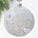 Стеклянный елочный шар Кристальная снежинка 10 см