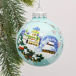 Стеклянный елочный шар Храм перед Рождеством 8 см