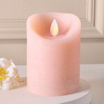 Светодиодная свеча с имитацией пламени 10 см, коралловая восковая, батарейка