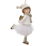 Елочная игрушка Девочка на коньках Адель - White Symphony 12 см