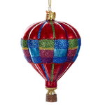 Стеклянная елочная игрушка Воздушный шар Монгольфье 9 см, подвеска