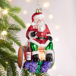 Стеклянная елочная игрушка Санта-Клаус - Рождество и Вино 14 см, подвеска