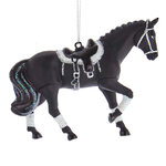 Стеклянная елочная игрушка Лошадь Royal Ascot 10 см, черная, подвеска