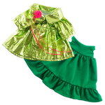 Одежда для Зайки Ми 25 см - Зеленое платье и блестящий плащ