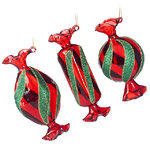 Набор стеклянных елочных игрушек Конфеты - Harlequin Sweets 15 см, 3 шт