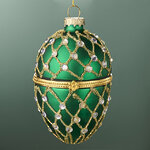 Стеклянная елочная игрушка Яйцо-шкатулка Ouverture 9 см изумрудная