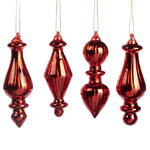 Набор стеклянных елочных игрушек Shamarott 12 см , 4 шт, красный, подвеска