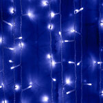 Гирлянда штора Quality Light 2*2 м, 400 синих LED, прозрачный ПВХ, соединяемая, IP20