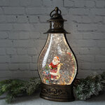 Новогодний фонарик - снежный шар Санта Клаус со свитком подарков 36 см, LED подсветка, на батарейках