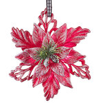Елочная игрушка Пуансеттия Christmas Rose 14 см, подвеска