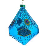 Стеклянная елочная игрушка Teal Metric - Anima Pavone 11 см, подвеска
