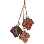 Стеклянная елочная игрушка Подвеска Листья Плюща - Foret Enchantee 19 см