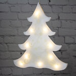 Светящееся украшение на присоске Елочка 21*23 см, 10 теплых белых LED ламп на батарейке