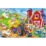 Пазл для малышей Скотный двор - Веселый трактор, 16 элементов, 28*18 см