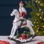 Декоративная фигурка Лошадка-качалка Буцефал с Щелкунчиком 24 см