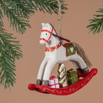 Елочная игрушка Бранденбургская Лошадка-Качалка 14 см, белая, подвеска