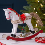 Декоративная фигурка Лошадка-Качалка с елочкой 15 см белая