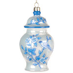 Стеклянная елочная игрушка Ваза из Делфта - Поющий Соловей 13 см