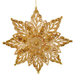 Елочная игрушка Цветок Пуансеттии: Caramel Sunset 13 см золотая