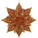 Елочная игрушка Цветок Пуансеттии: Caramel Sunset 13 см бронзовая