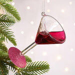 Стеклянная елочная игрушка Бокал Вина - Cabernet Franc 18 см, подвеска